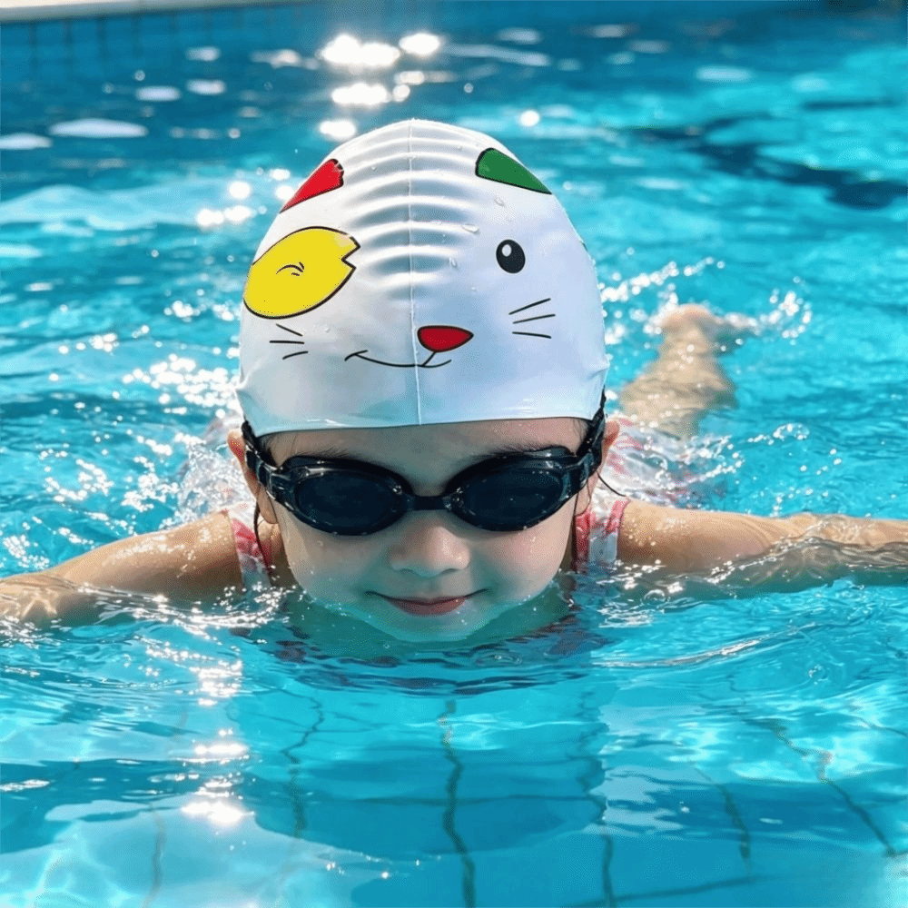 Swim Hat Silicone - 탄력 있는 방수 실리콘 수영모, 넉넉하고