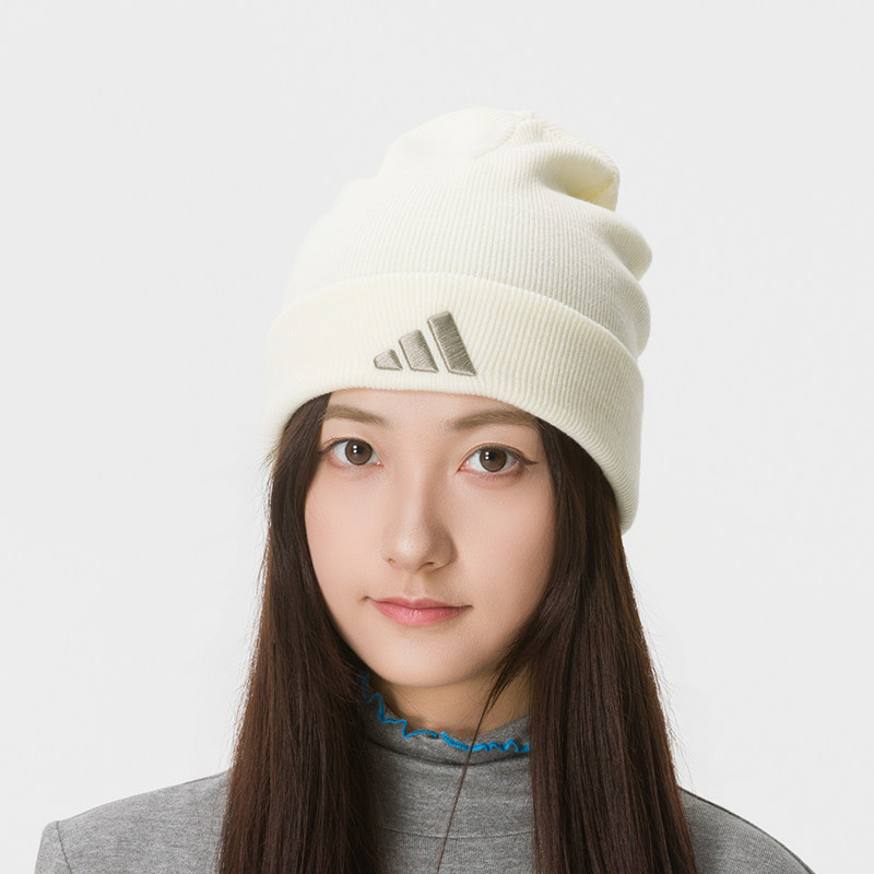 Beanie Cuffed Knit - 아디다스 비니 KQ6682, 아이보리 화이트, 실버