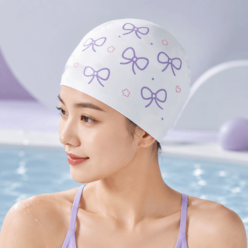창의적인 리본 무늬 수영 모자 재미있는 리본 패턴 실리 - Swim Hat Silicone 리뷰 및 가격