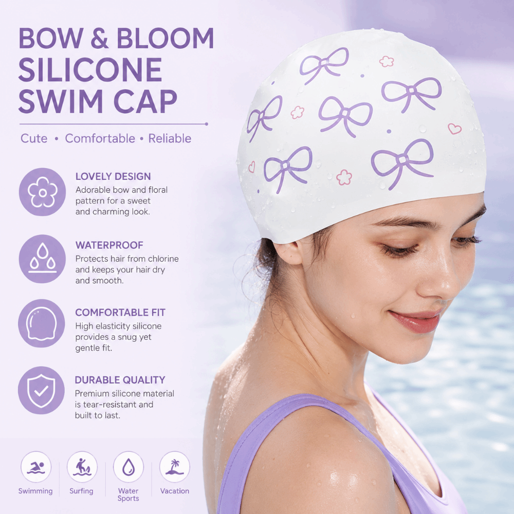 창의적인 리본 무늬 수영 모자 재미있는 리본 패턴 실리 - Swim Hat Silicone 리뷰 및 가격