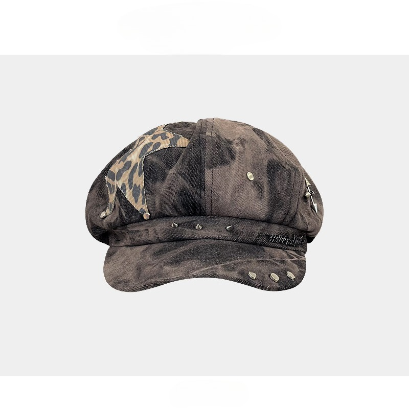 패션 힙합 팔각형 모자 펑크 리벳 스타 스티커 베레모  - Dad Hat Cotton 리뷰 및 가격