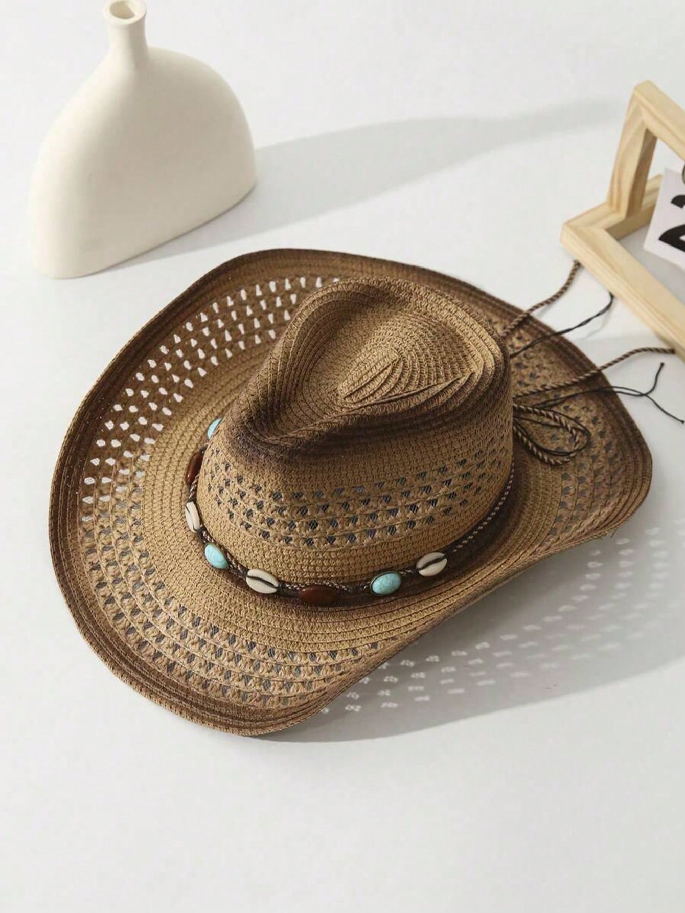 유니섹스 브라운 속이 빈 밀짚 카우보이 모자, 야외,  - Cowboy Hat Straw 리뷰 및 가격