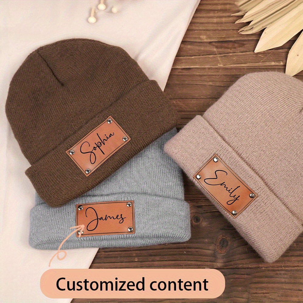 맞춤 이름이 새겨진 가죽 라벨 니트 비니 모자, 부드럽 - Beanie Cuffed Knit 리뷰 및 가격