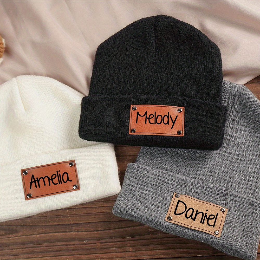 맞춤 이름이 새겨진 가죽 라벨 니트 비니 모자, 부드럽 - Beanie Cuffed Knit 리뷰 및 가격
